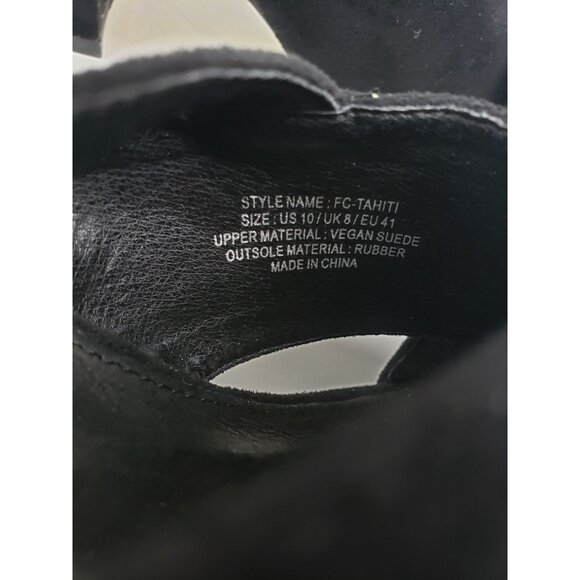 French Connection Tahiti CrissCross Ankle Strap Block Heel Sandals Black Size 10 - Picture 6 of 10